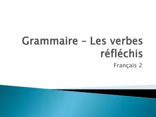 Grammaire – Les verbes réfléchis
