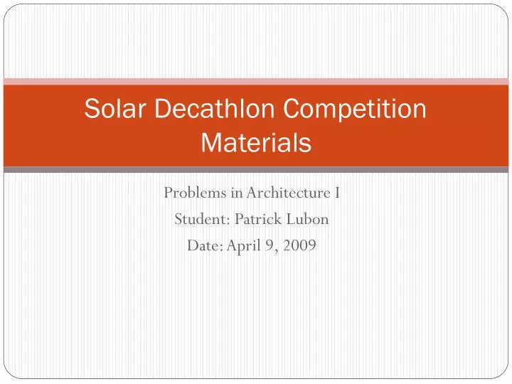 solar decathlon competition materials