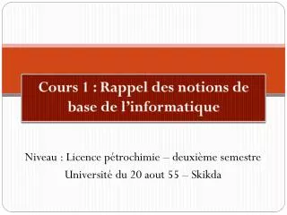 cours 1 rappel des notions de base de l informatique