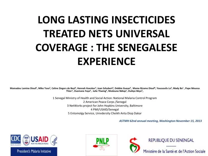 long lasting insecticides treated nets universal coverage the senegalese experience
