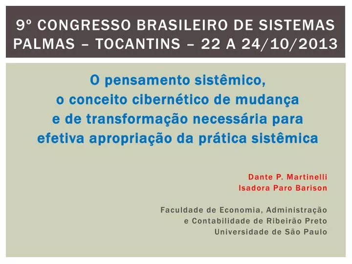 9 congresso brasileiro de sistemas palmas tocantins 22 a 24 10 2013