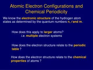 Atomic Electron Configurations and Chemical Periodicity