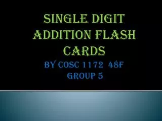 single digit addition flash cards