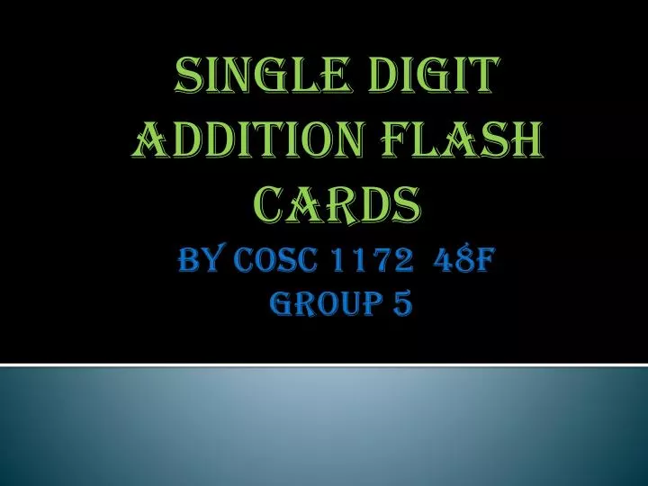 single digit addition flash cards