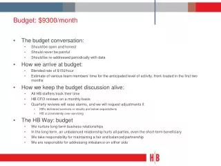 Budget: $9300/month