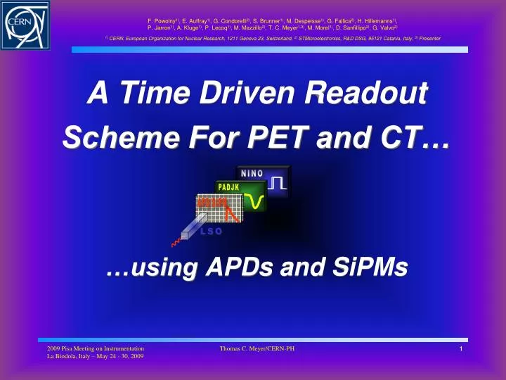 a time driven readout scheme for pet and ct using apds and sipms