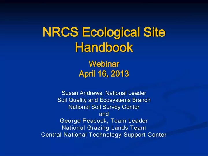 nrcs ecological site handbook webinar april 16 2013