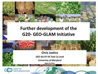 Further development of the G20- GEO-GLAM Initiative