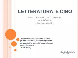 letteratura e cibo