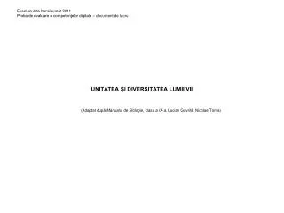 unitatea i diversitatea lumii vii