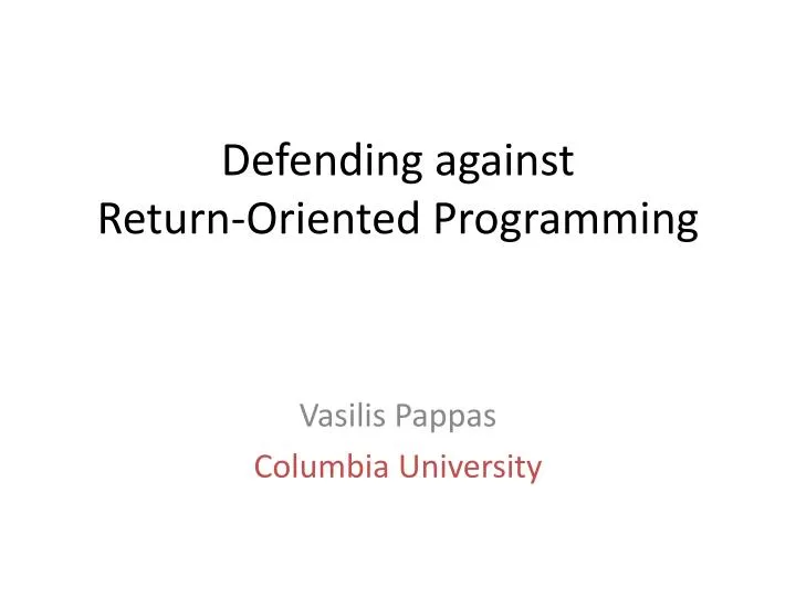 defending against return oriented programming