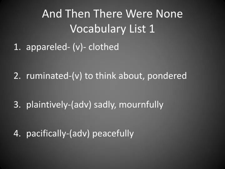 and then there were none vocabulary list 1