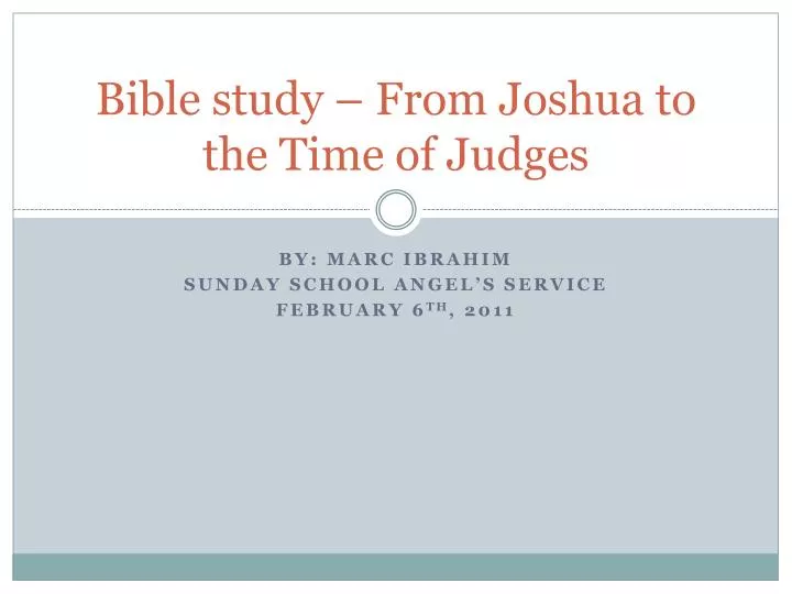 bible study from joshua to the time of judges