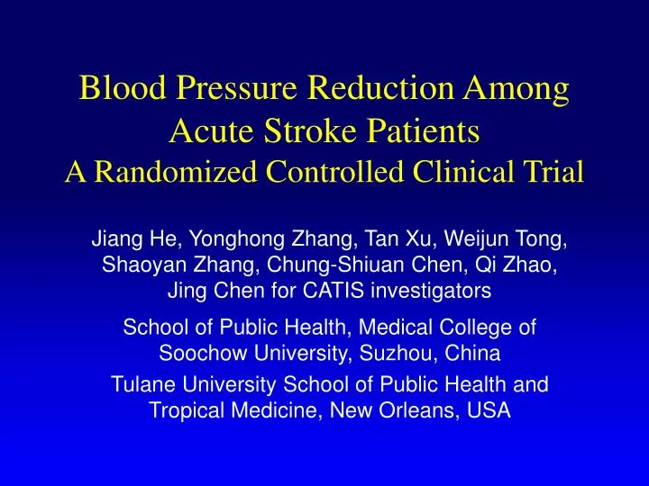 blood pressure reduction among acute stroke patients a randomized controlled clinical trial