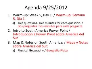 Agenda 9/25/2012
