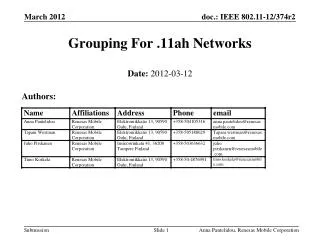Grouping For .11ah Networks