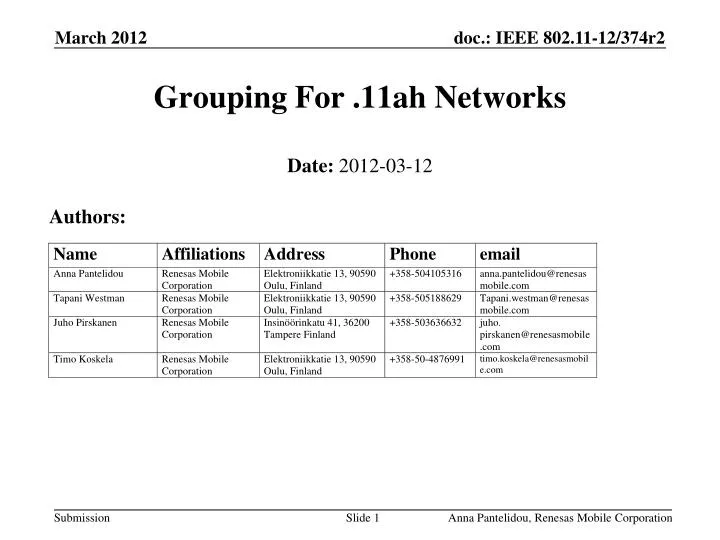 grouping for 11ah networks