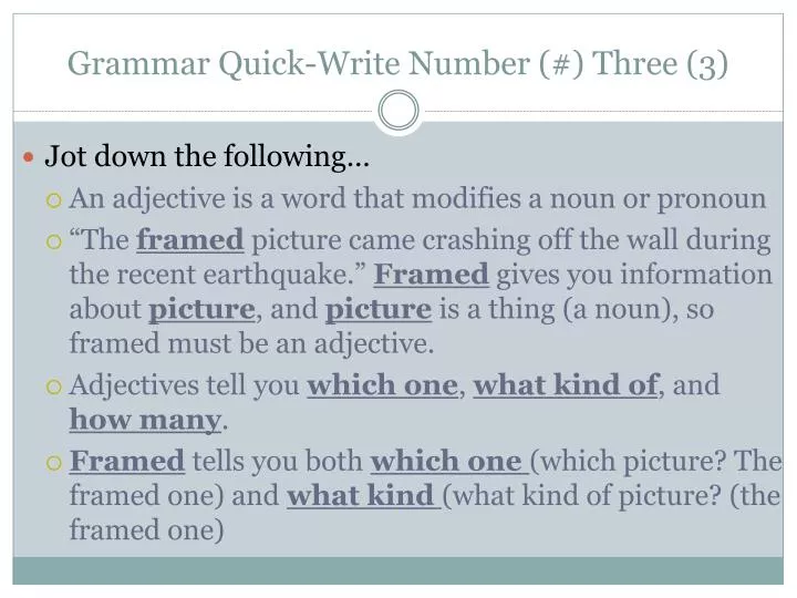 grammar quick write number three 3
