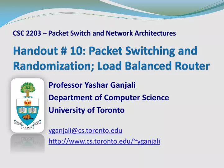 handout 10 packet switching and randomization load balanced router