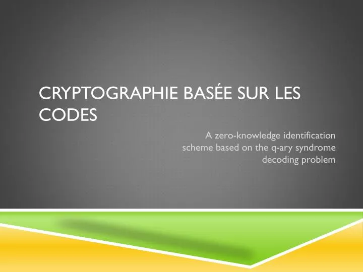 cryptographie bas e sur les codes