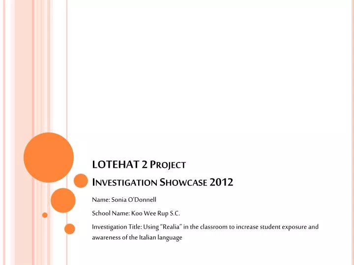 lotehat 2 project investigation showcase 2012