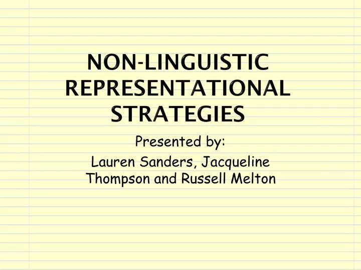 non linguistic representational strategies
