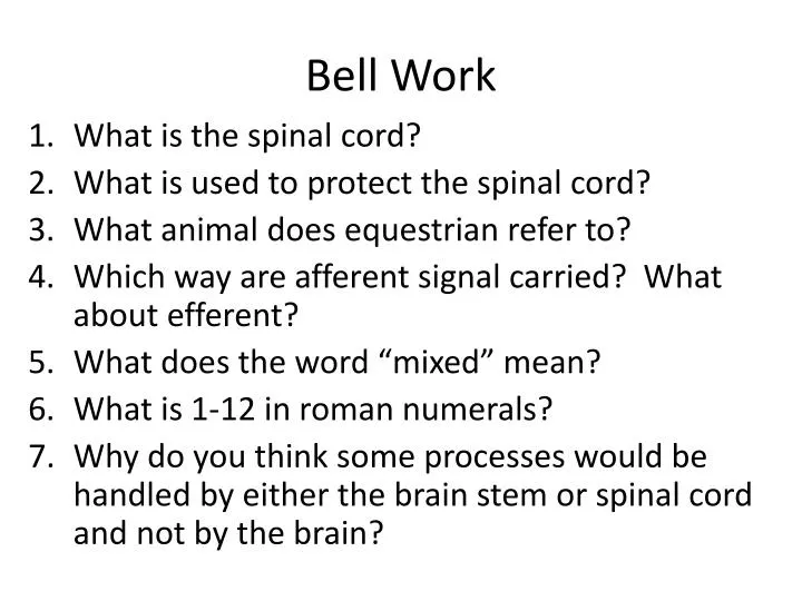 bell work