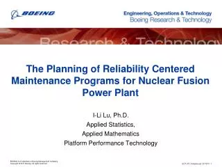The Planning of Reliability Centered Maintenance Programs for Nuclear Fusion Power Plant