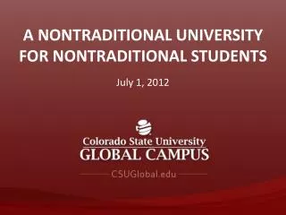A Nontraditional University for Nontraditional Students