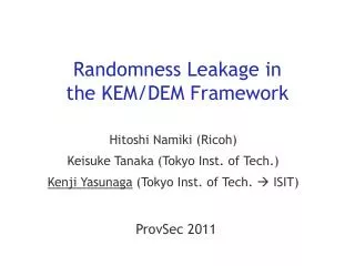 Randomness Leakage in the KEM/DEM Framework