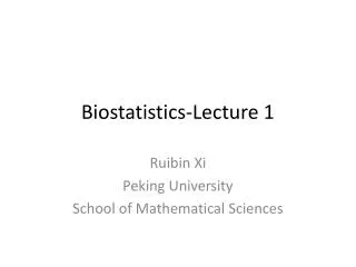 Biostatistics-Lecture 1