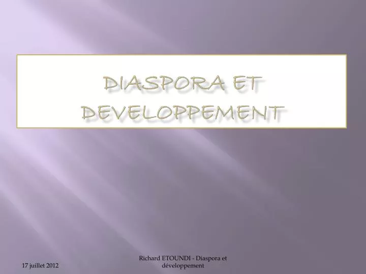 diaspora et developpement