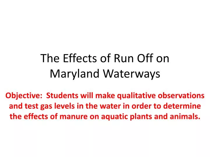 the effects of run off on maryland waterways
