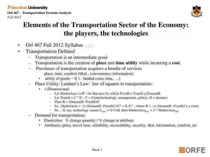 elements of the transportation sector of the economy the players the technologies