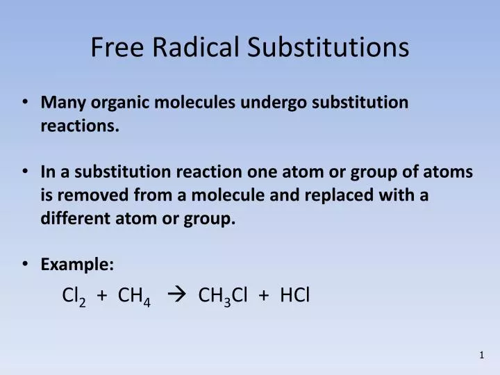 free radical substitutions
