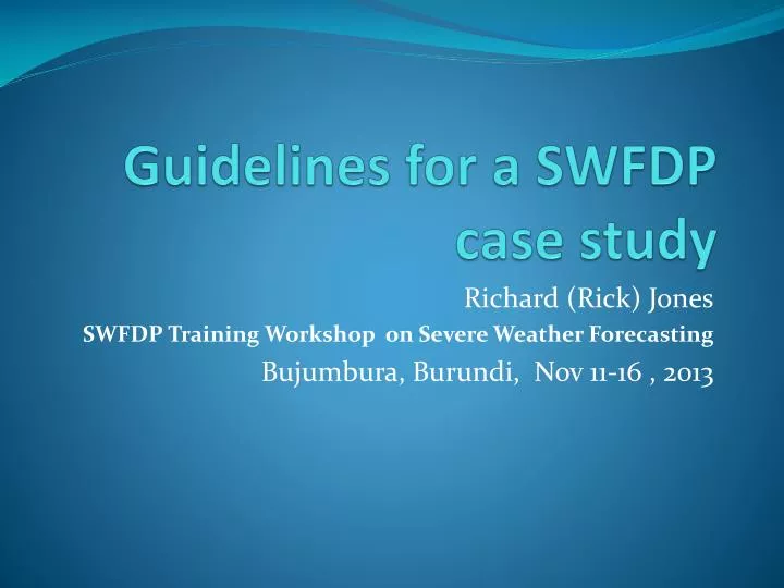 guidelines for a swfdp case study