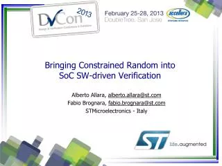 Bringing Constrained Random into SoC SW-driven Verification