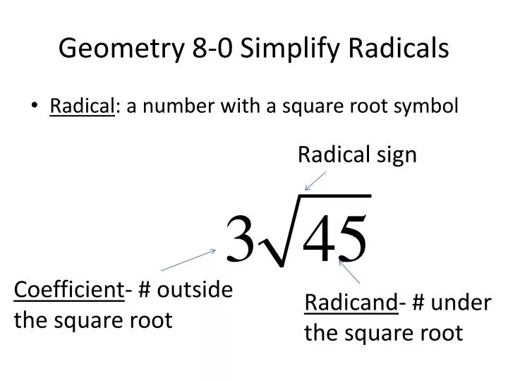 geometry 8 0 simplify radicals