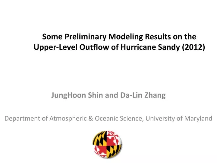 some preliminary modeling results on the upper level outflow of hurricane sandy 2012