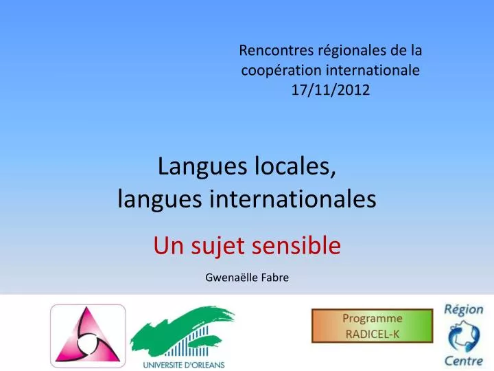 langues locales langues internationales