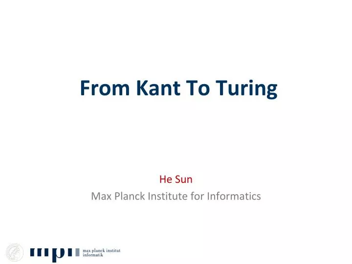 from kant to turing