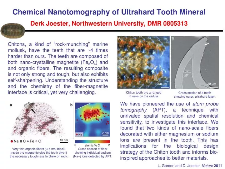 chemical nanotomography of ultrahard tooth mineral derk joester northwestern university dmr 0805313