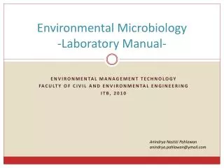 Environmental Microbiology -Laboratory Manual-