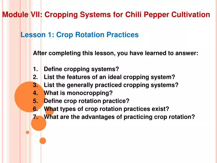 module vii cropping systems for chili pepper cultivation