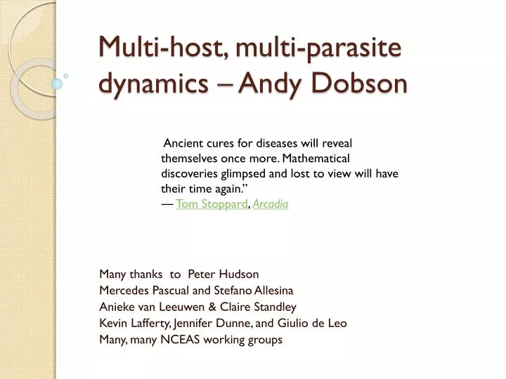 multi host multi parasite dynamics andy dobson