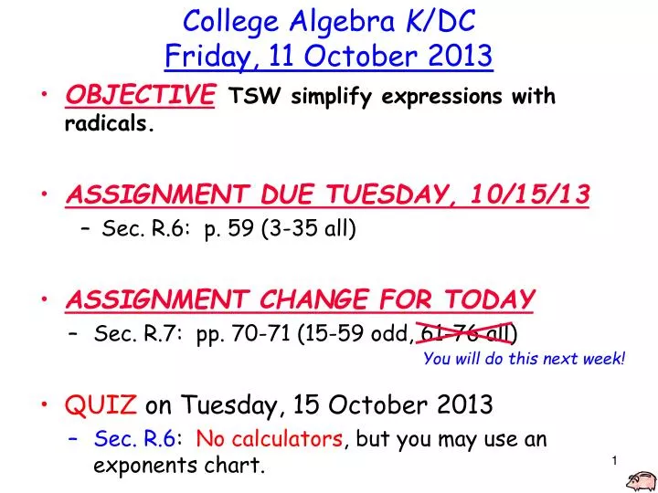 college algebra k dc friday 11 october 2013