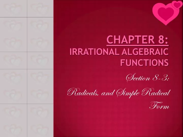 chapter 8 irrational algebraic functions