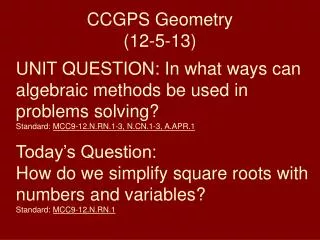 CCGPS Geometry (12-5-13 )