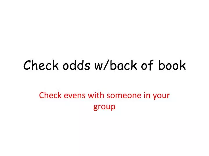 check odds w back of book