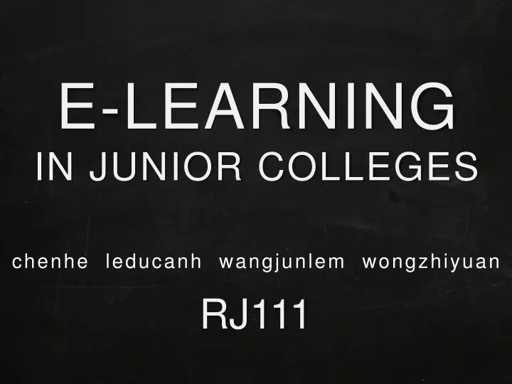 e learning in junior colleges